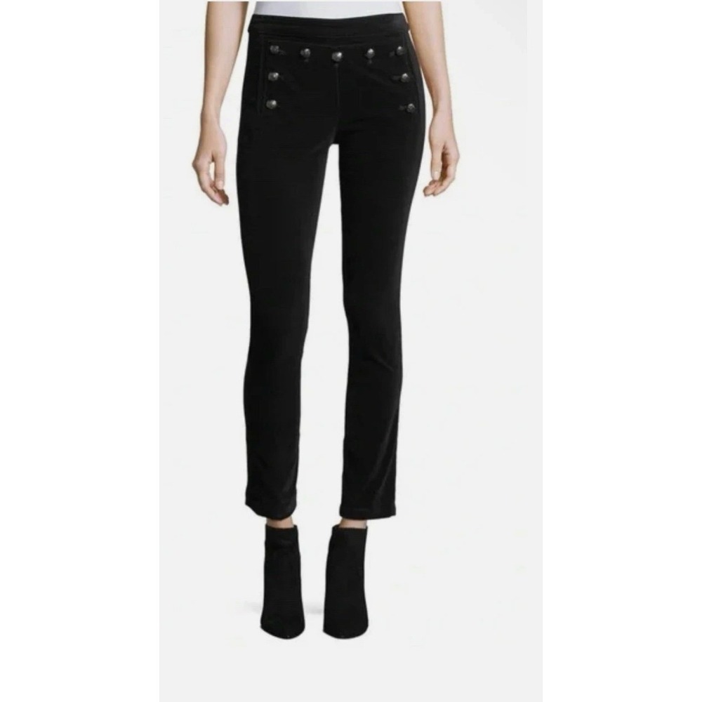 Veronica Beard Jeans Jane 10 Sailor Skinny Black Velvet Pants Women's Size 25